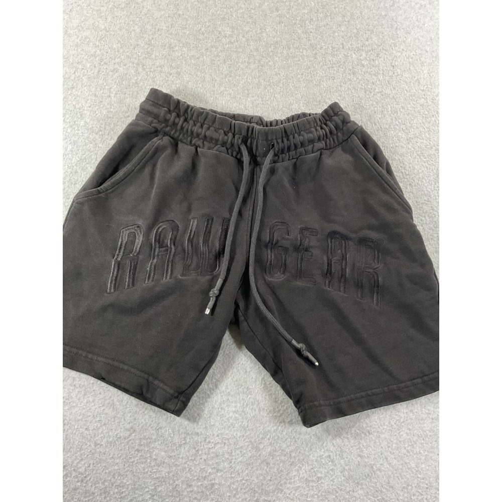 Rawgear Mens Tonal Embossed Logo Sweat Shorts Washed Black Small #925